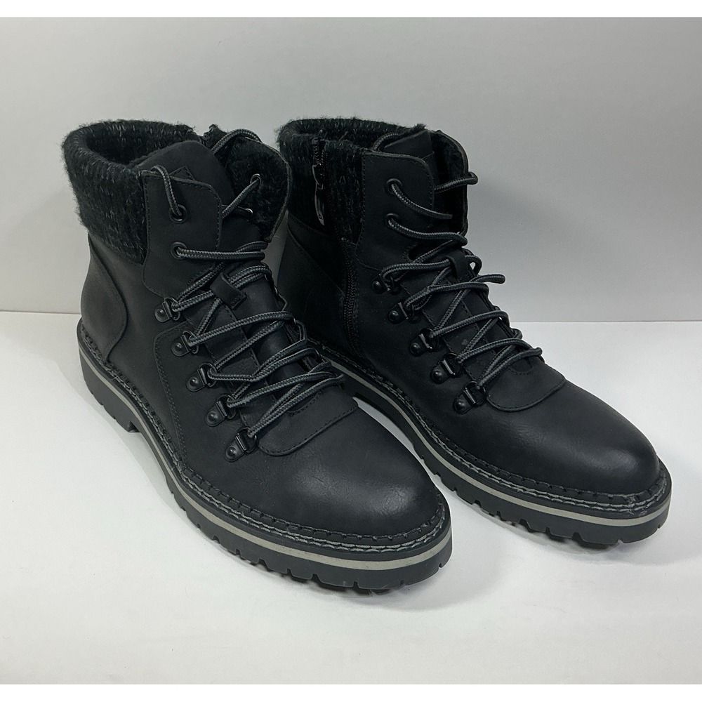 Patrizia Janecet Women's Black Leather Faux Fur Lined Ankle Boots Sz 10 EU 42 B